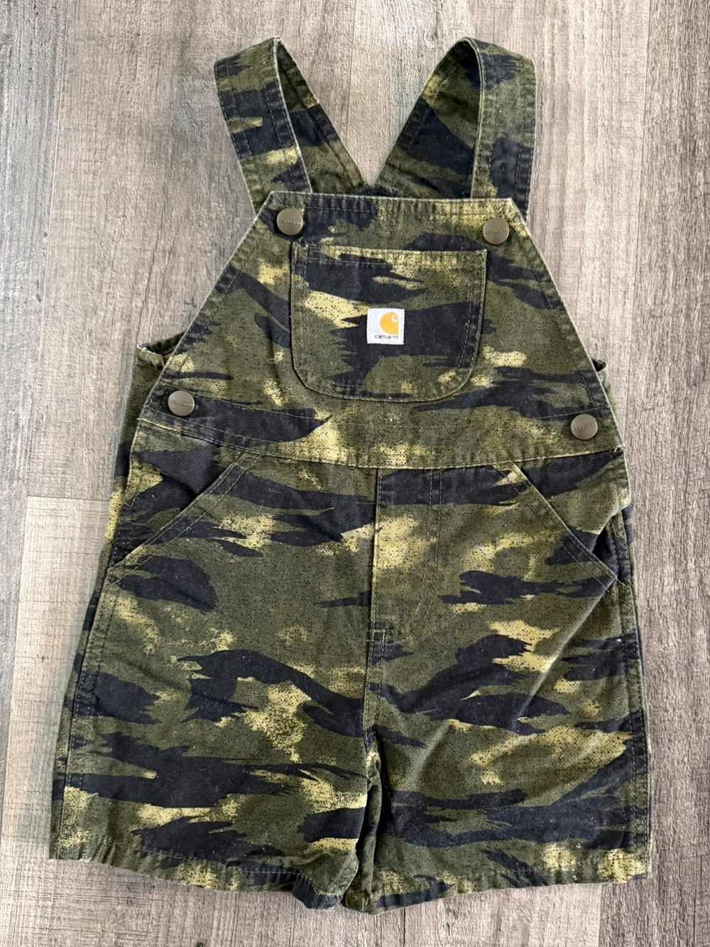 Carhartt Olive Green & Black Camouflage Short Overalls